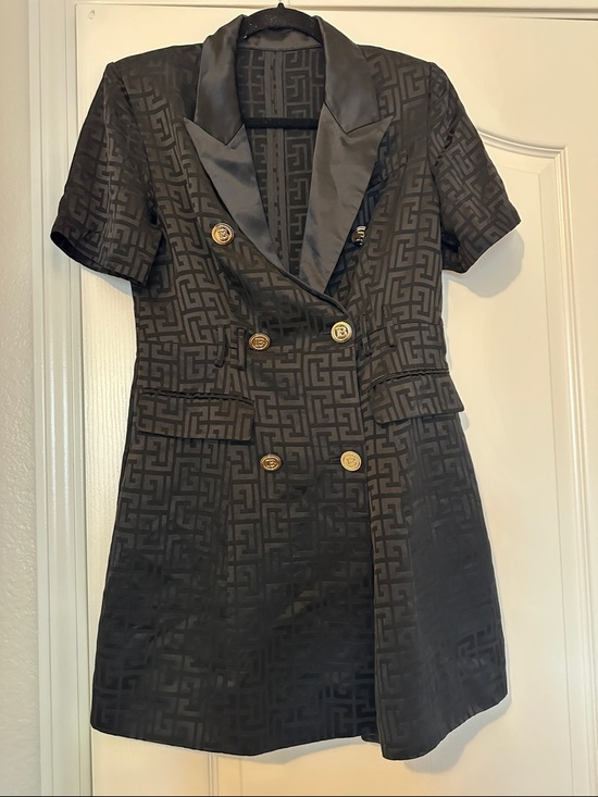 Balmain Dresses & Skirts - Balmain Black Jacquard Double-Breasted Blazer dress with Gold Buttons